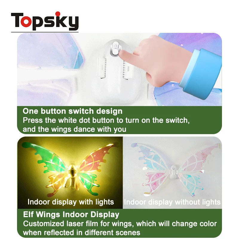 Creative DIY Angel Butterfly Wings Toys LED Light Shiny Electric Fairy Wing Kids Play House Unusual Outdoor Play Plastic Makeup