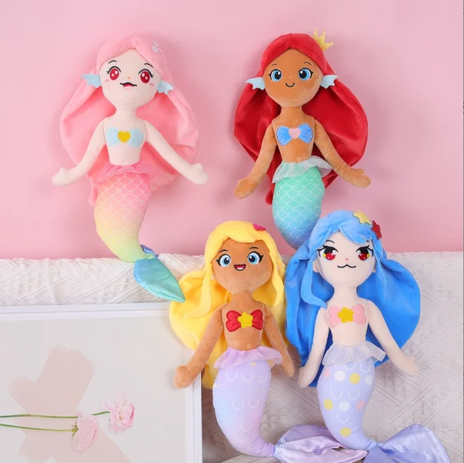 Plush Mermaid Princess Toy Cute Stuffed Mermaid Princess rag doll Cuddly Soft Hugging Plush Toy Doll for Toddlers Girls