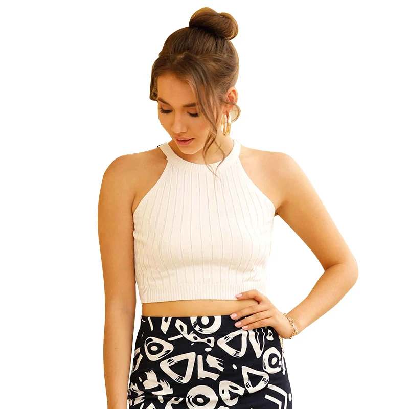 
Pure color short outer wear camisole knitted vest female summer sexy all-match 