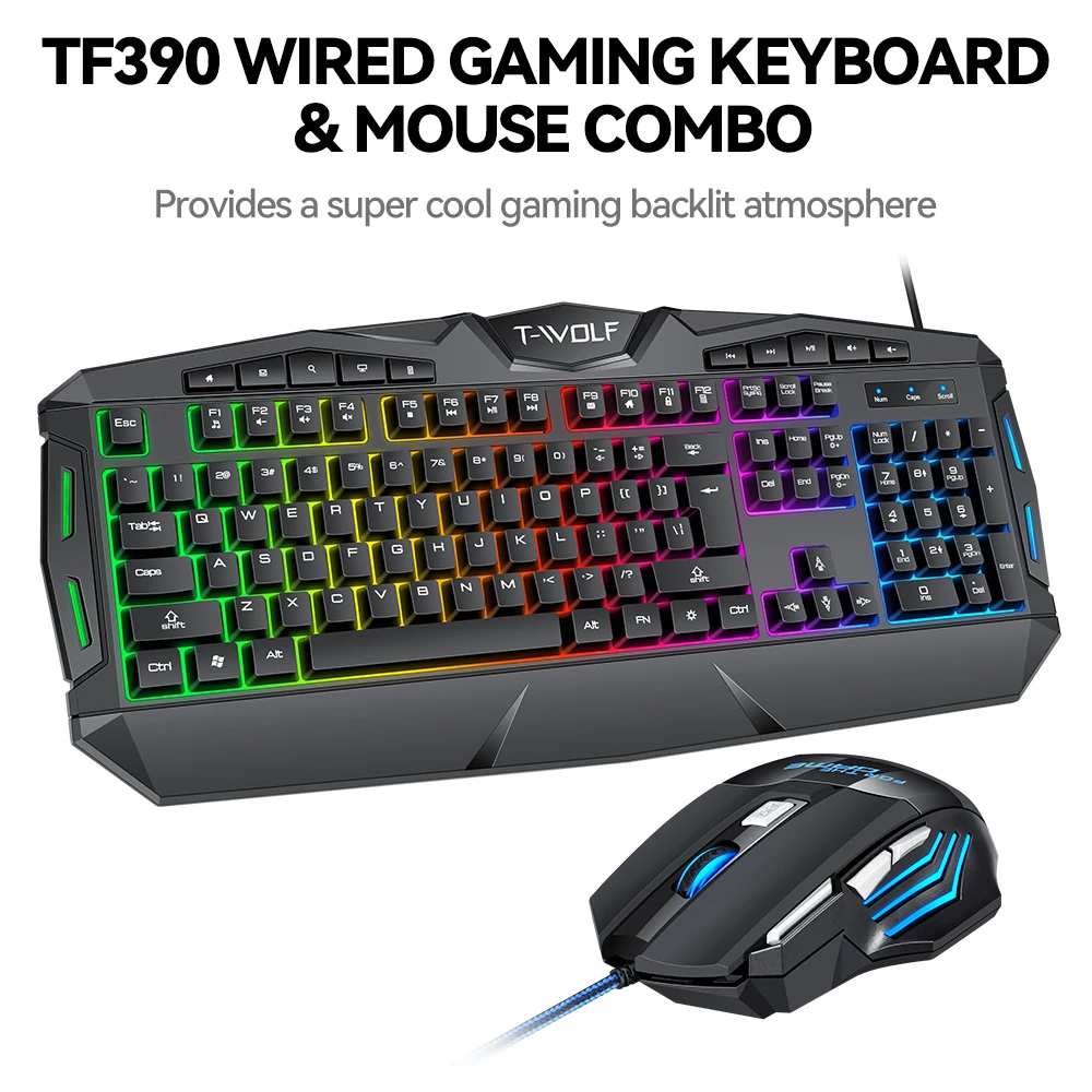 2022 hot sale keyboard mouse combo 104 Keys RGB Backlit Gaming Keyboard , 3600 DPI Mouse for PC Gamer