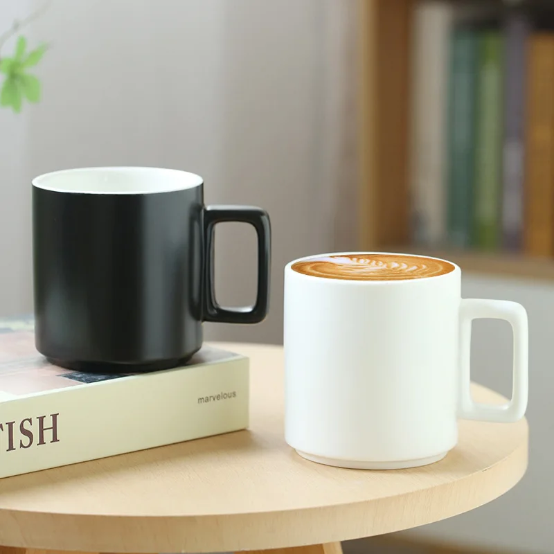 Matte ceramic mug milk mug rectangular mug handle custom cups