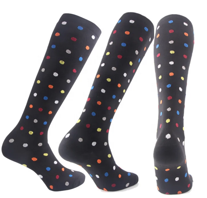 Оптовая продажа, индивидуальный дизайн, 2030 мм рт. Ст., цветные медицинские гольфы в горошек для футбола, для бега, велоспорта, Спортивные Компрессионные носки для мужчин