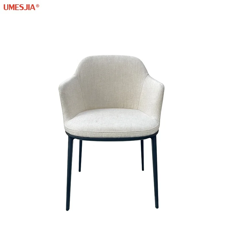 Modern Fabric Metal Legs Dining Chair Restaurant Furniture Cotton Linen Caratos
