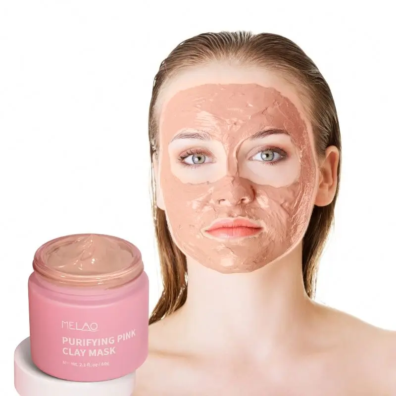 Private Label Korea Mud Face Natural Vegan Rose Facial Healing Pink Powder Clay Mask For Women