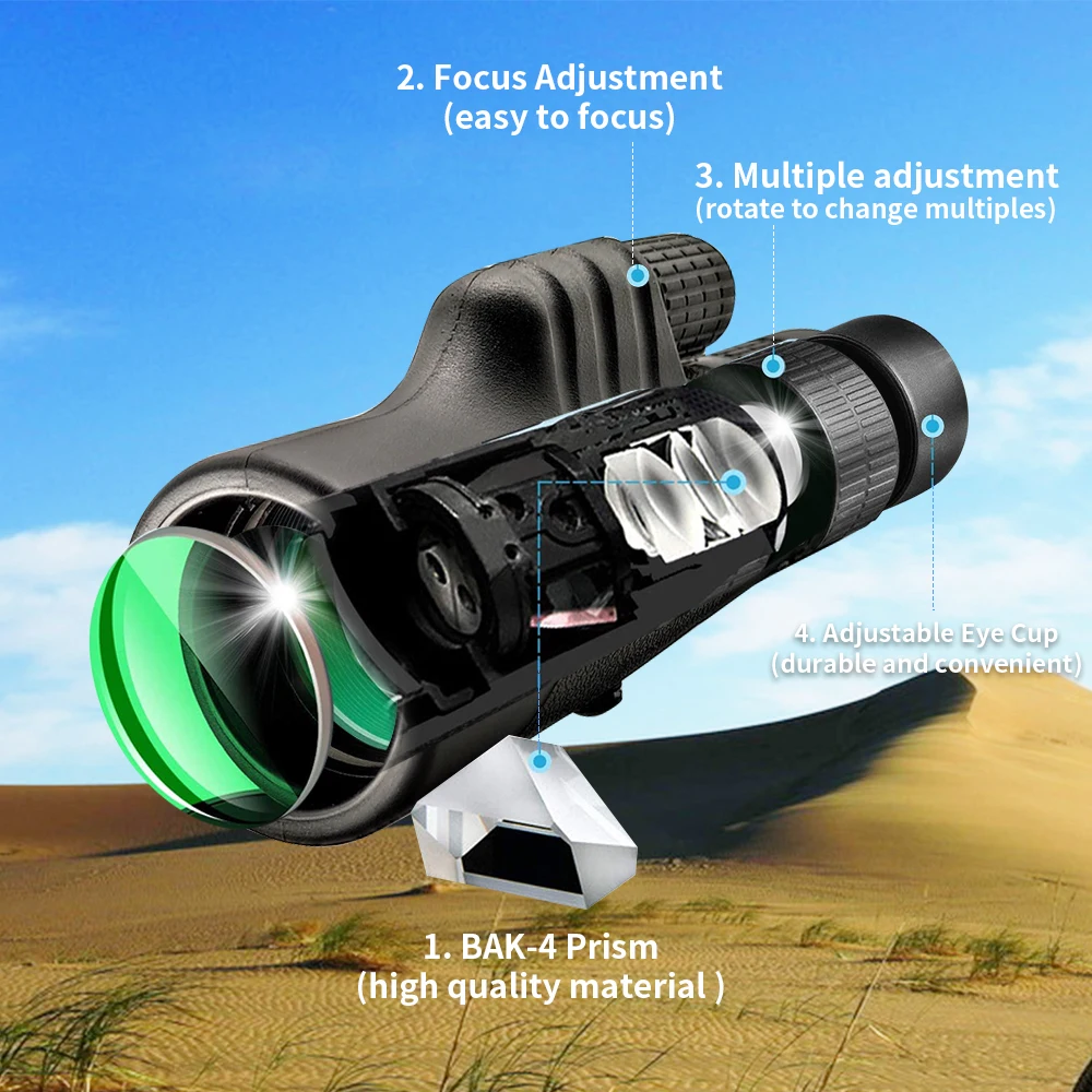 Super Zoom Telescope 10 -30x42 High Power Optical Zoom Monocular with Phone Adapter Tripod