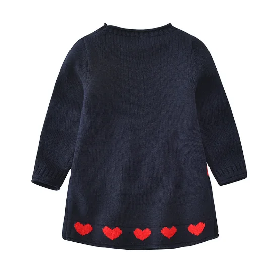 Ins Hot Sale Kids Knitted Dress Baby Girl Boutique Long Sleeve Sweater Dress