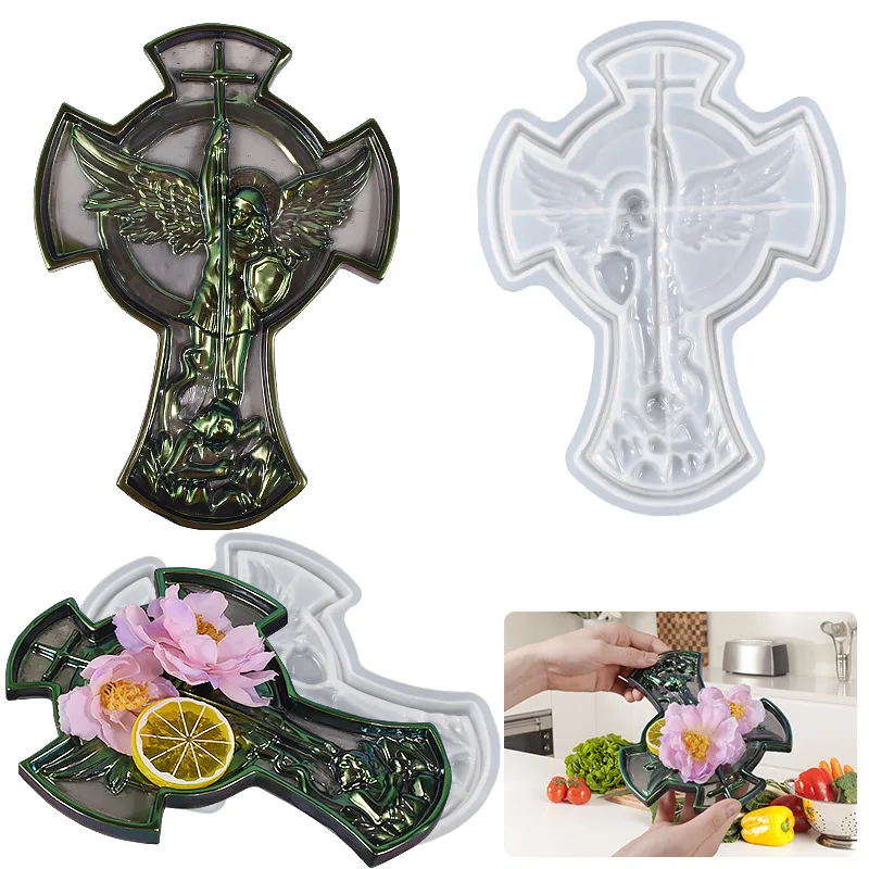 Epoxy Resin Plaster Mike Hanging Cross Storage Dish Silicone Mold
