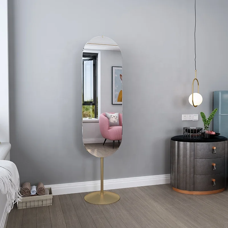 SWT Gold Long Full Length Standing Framed Dressing Simple Floor Mirror Beauty Salon Mirrors