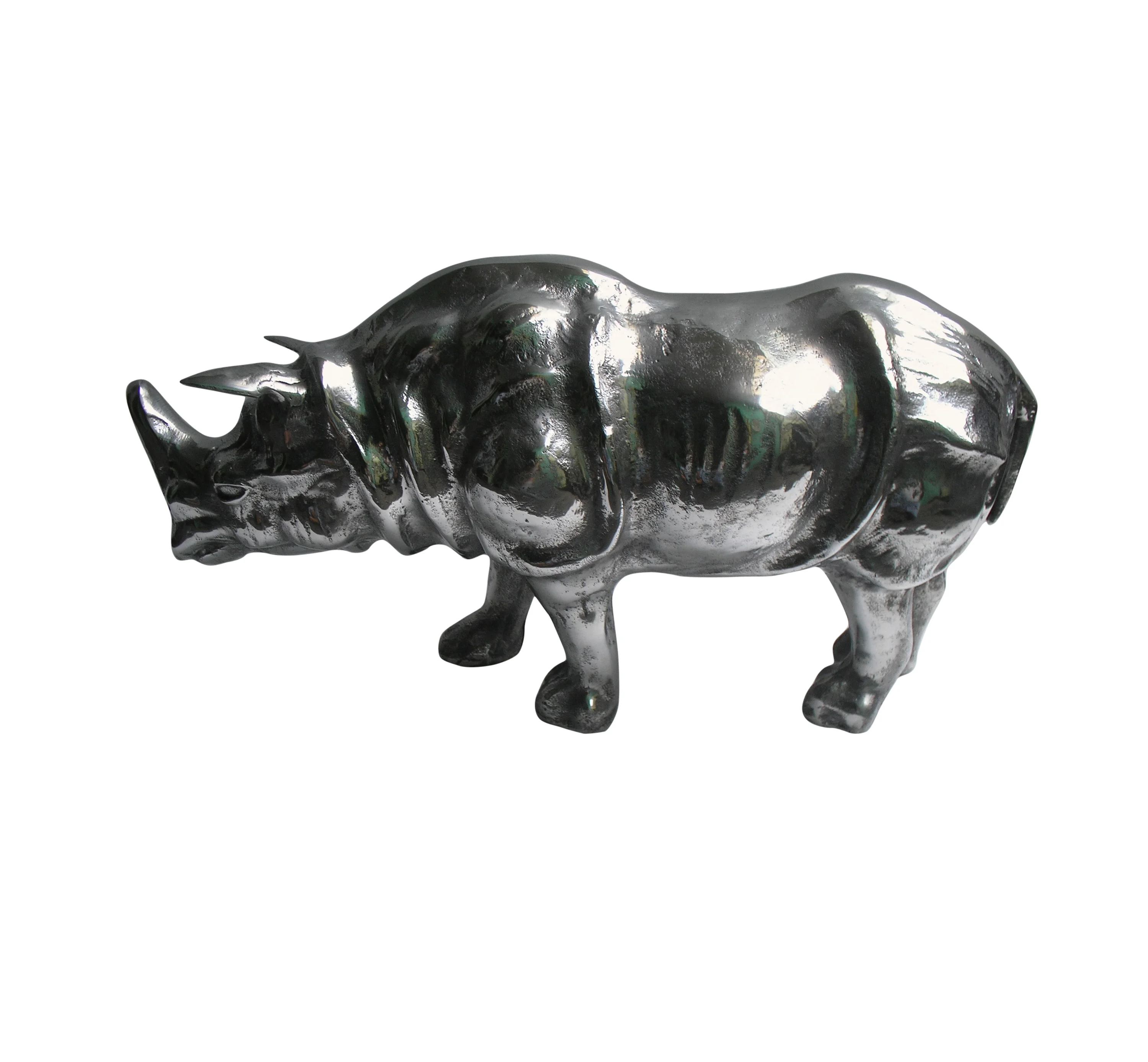 High Quality Large Aluminium Rhinoceros Sculpture Decorative Rhino Statue Figurine For Home Decoration