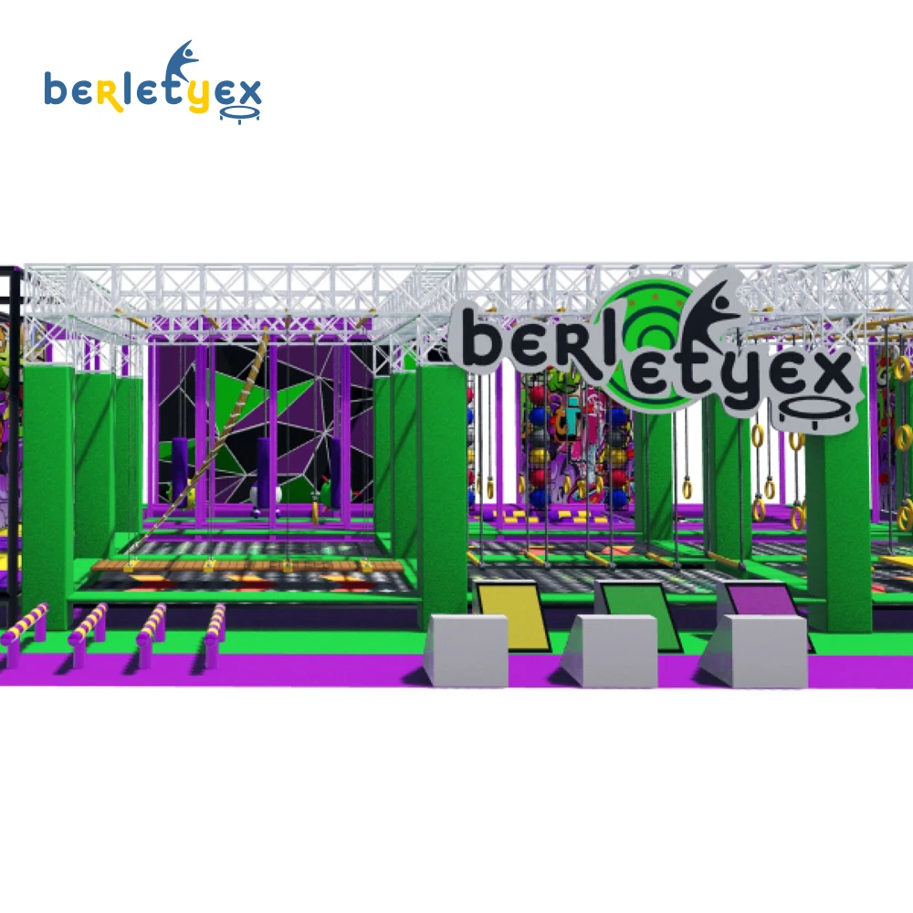 Berletyex indoor playground commercial ninja warrior bounce house floating obstacle course equipment  for kid game