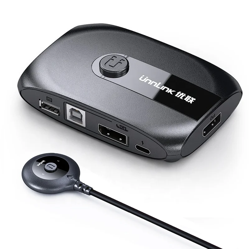 Unnlink 4K @ 60 Гц DisplayPort KVM переключатель с 2 портами DP переключатель с расширителем 2 компьютера совместное использование 1 комплект мыши, клавиатуры и дисплея