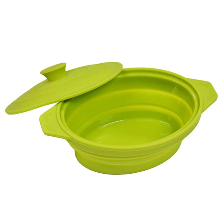 Hot Selling 300ml Collapsible Microwave Silicone Steamers Heat-resistant Pot Wirh Lids Kitchen Accessories