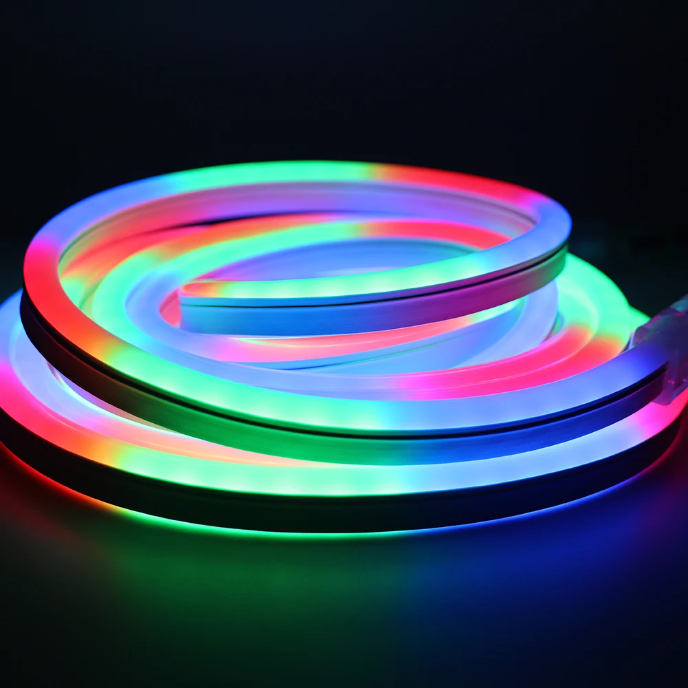 Светодиодные радужные неоновые огни RGB водонепроницаемые домашние рождественские праздничные украшения IP65 светодиодные полосы света