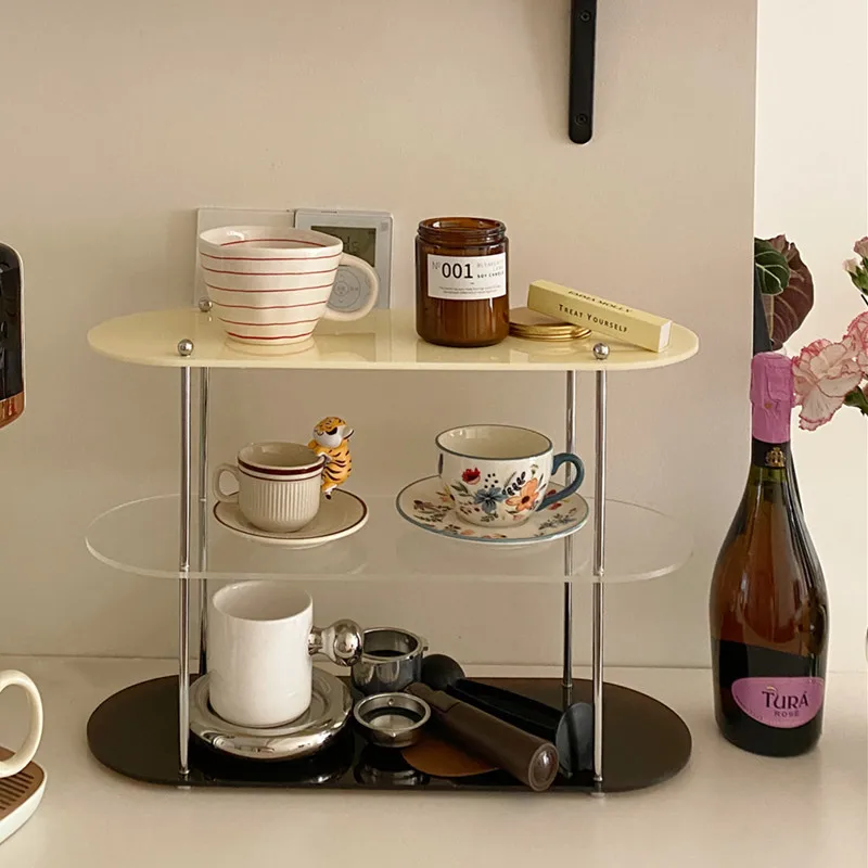 Черный 3-уровневый демонстрационный стенд для косметики, кофейной чашки, акриловый Настольный органайзер, полка