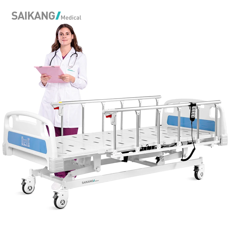 A6k Portable Casters 3 Function Adjustable Folding Medical Furniture Metal Electric Patient Nursing Hospital Bed