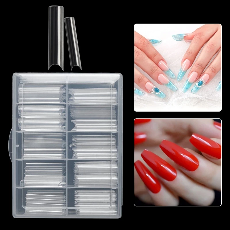 French Short Long Clear Straight Nail Tips Tapered XL XXL XXXL 3XL No Non C Curve Square Nail Tips