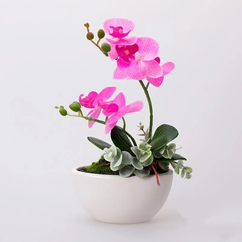 Customized Color Phalaenopsis Orchids Plants Artificial Flowers Real Touch Orchid With Pot