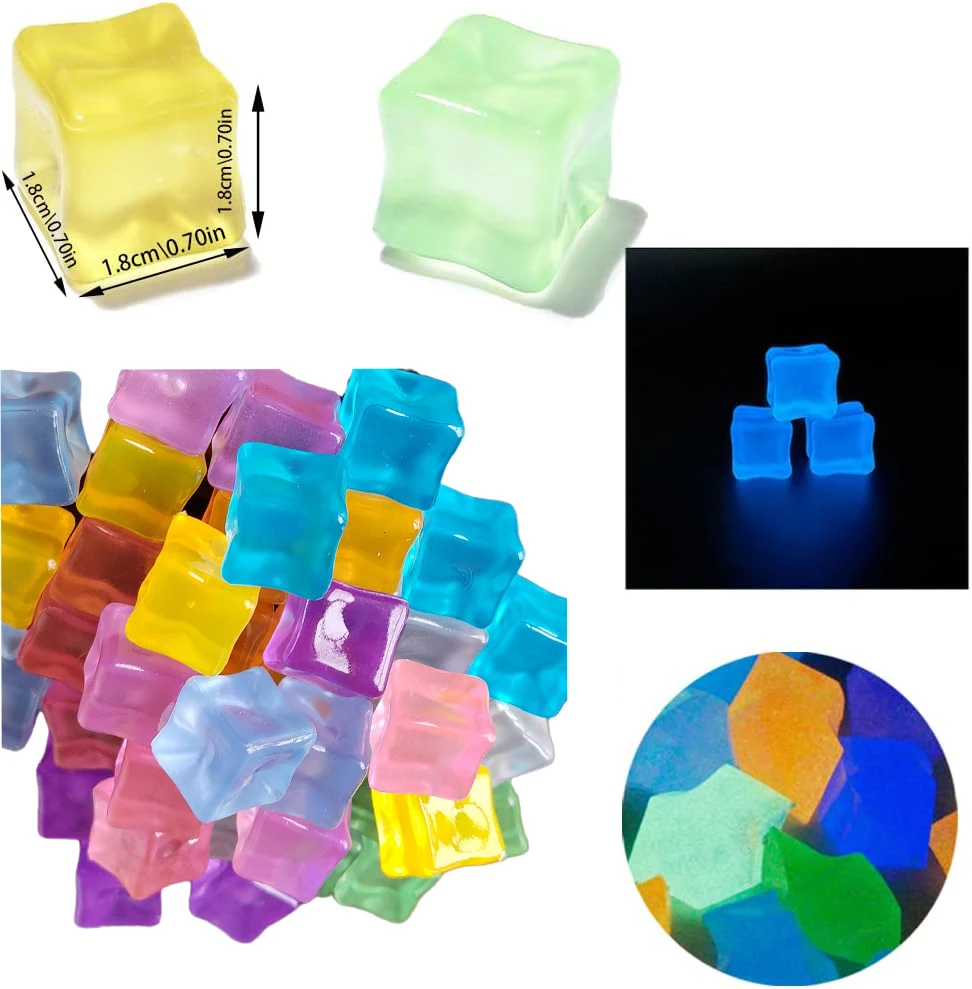 Luminous Fake Acrylic Ice Cubes Marbles Square Crushed Glow In The Dark Ice Rock for Table Decor Wedding Display Vase Fillers
