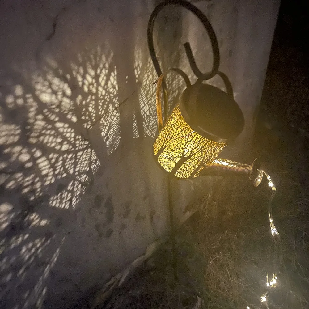 Solar LED Courtyard Lights String Kettle Watering Can Pot Hollow Shadow Garden Lawn Lamp Landscape Decoration
