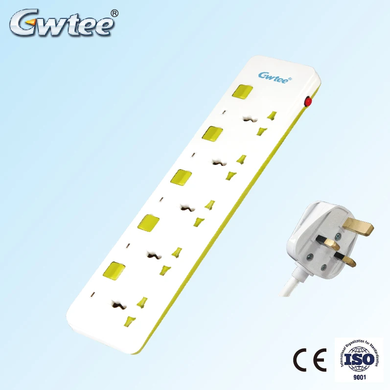 5  Outlet Surge Protector Power Strip with 5 independent switch button socket