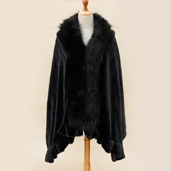 Fashion Elegant White long hair faux fox fur Collar faux Rabbit fur Scarf shawl for Women winter warm