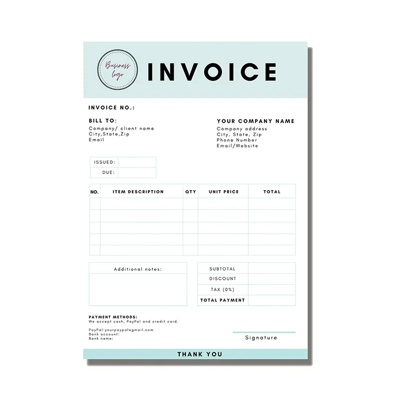 High Quality Customized Duplicate Carbonless Receipt Invoice Book Tax Invoice Book Printing 2/3/4Part Carbonless