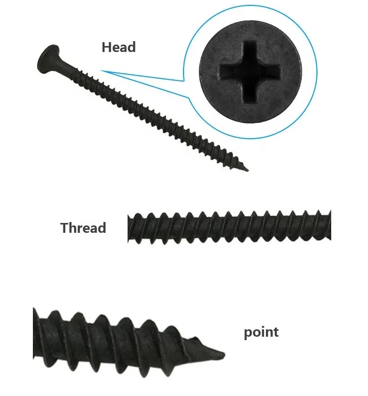 6 x 1-1/4 Inch galvanized black drywall screws for gypsum board