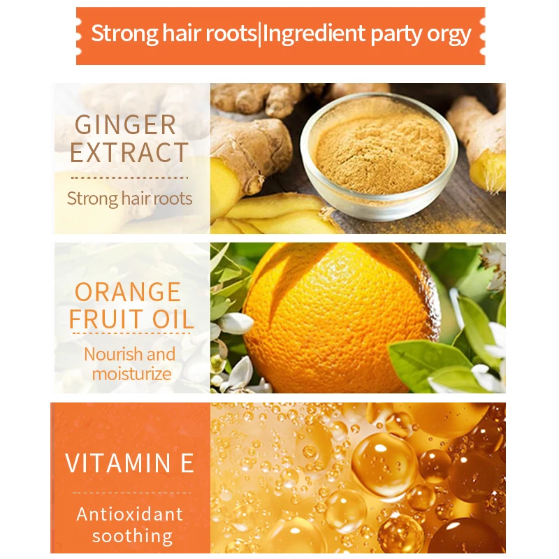 
Repair scalp fully nourishing orange ginger plant anti-loss hair shampoo conditioner set 