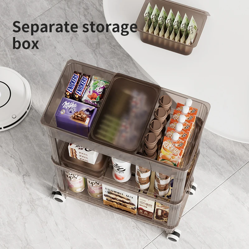HAIXIN 3 Layer Snacks Storage Rack Kitchen Trolley Plastic 3 Tier Rolling Storage Cart Organizer Utility Trolley With Wheel
