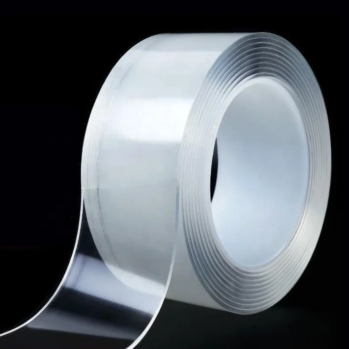 2mm thickness 50mm width 1m length Diy Removable Waterproof Sided Transparent Reusable Adhesive Pu Gel Nano Double Sided Tape
