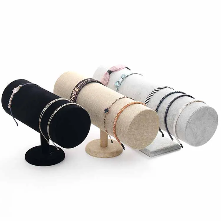 
Portable Velvet/PVC Bracelet Bangle Necklace Display Stand Holder Watch Jewelry Organizer T-Bar Rack 