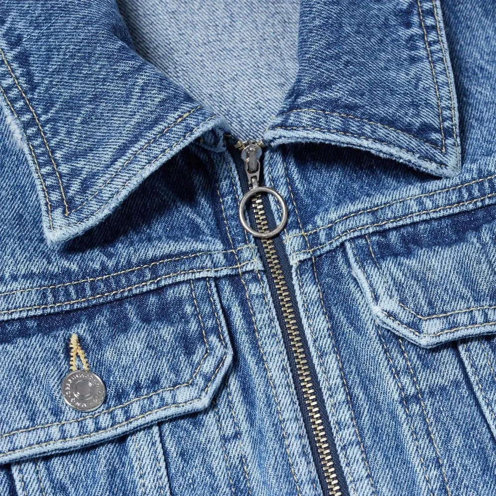 Denim Jacket Female Blue Rivet Graffiti Print Coat Single-Breasted Women Jeans Coat 2022 Fashion New Clothing