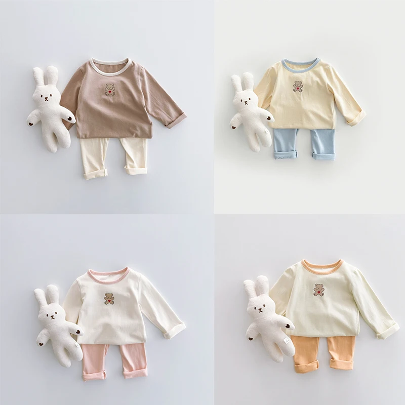 Cotton clothes set infant long sleeve shirt pants home wear sleepwear outfit cartoon suit