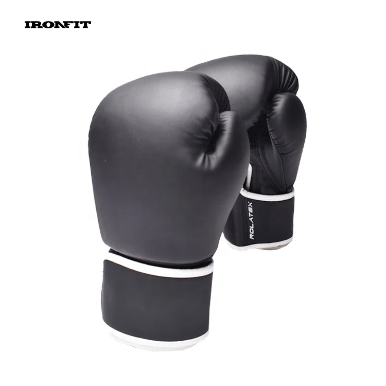 12 oz Black PU Leather Custom Logo Boxing Gloves