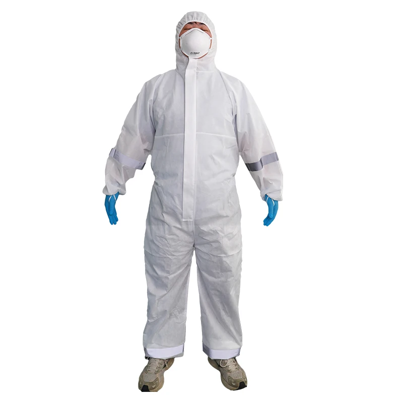 Overall Chemical Protective PPE CAT III Waterproof Workwear Safety Clothing Hazmat Disposable Coverall With Reflective Tape