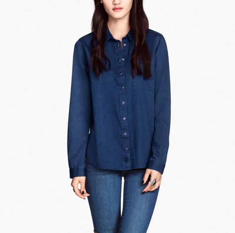 Long sleeve soft washed organic cotton denim bulk clothes clergy shirt
