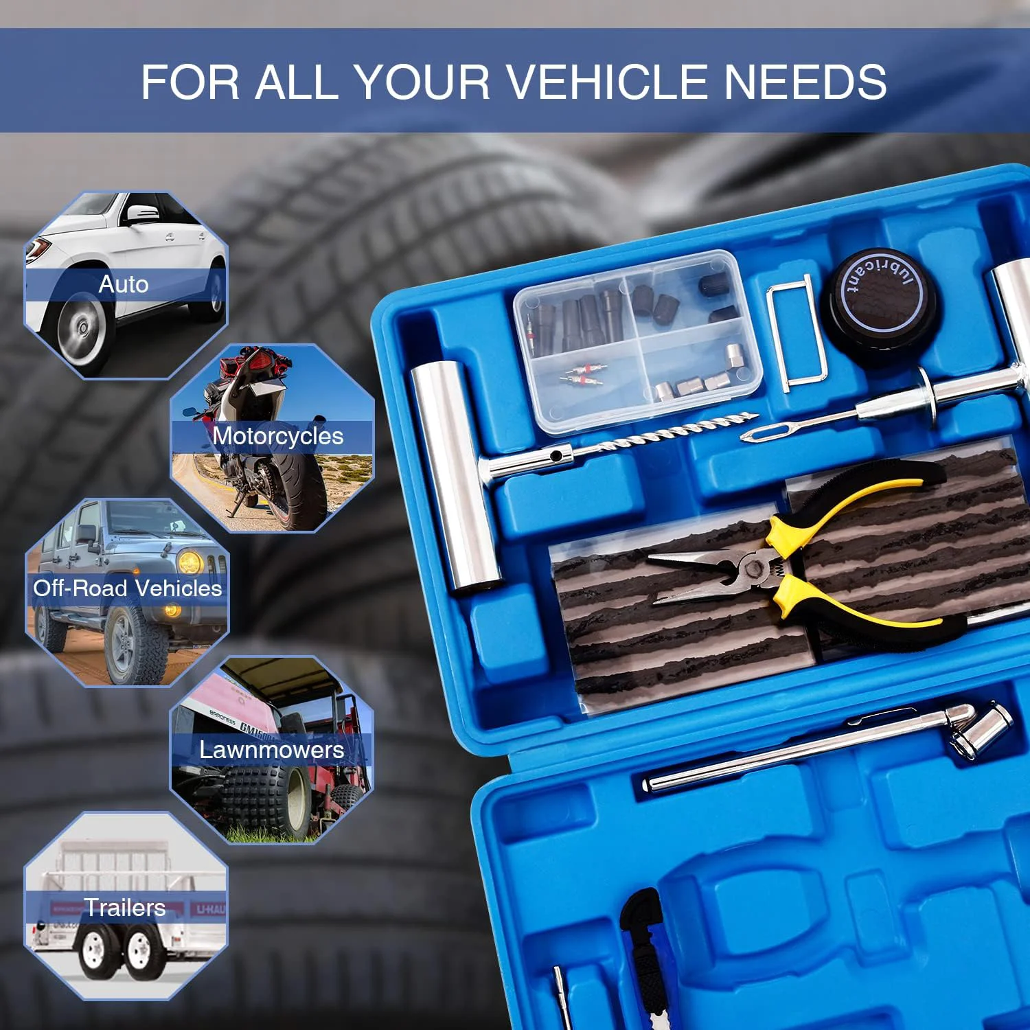 IFIXPRO 68Pcs Tire Repair Kit Universal Heavy Duty Tire Plug Kit High Quality Tire Repair Tool Set