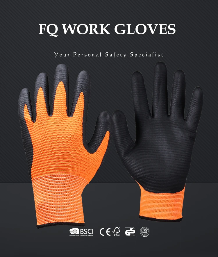 FQGLOVE U3 water proof anti slip smooth wave nitrile work glove