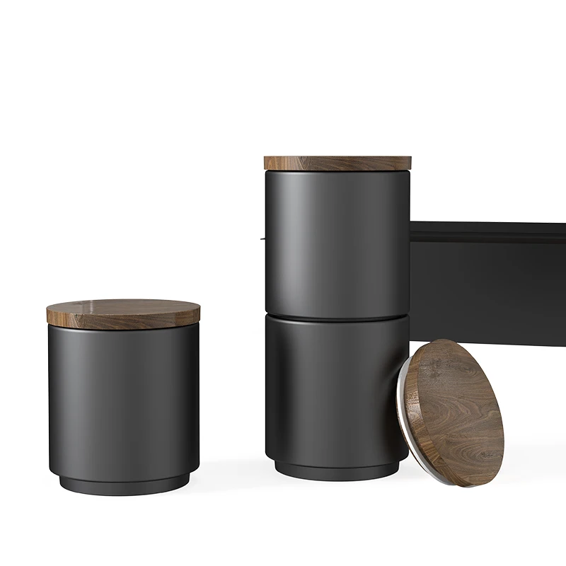 DHPO Black White Tea Biscuits Bean Suger Coffee Jars Canisters 3 Pcs Sets With Bamboo Lid for Kitchen Storage