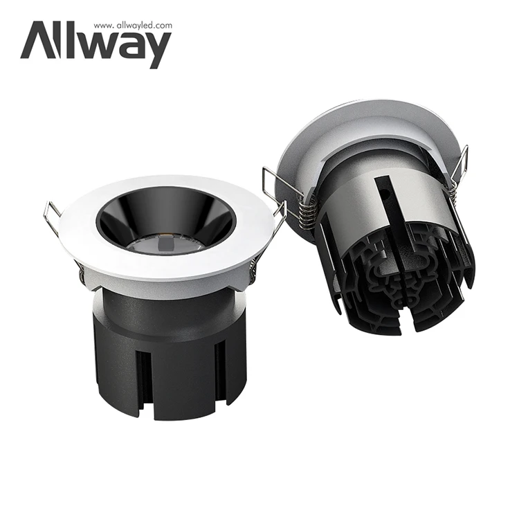 Allway Customized Dimmable Anti Glare Cob Downlight Small Home Hotel Recessed Lamp LED Spotlights Housing