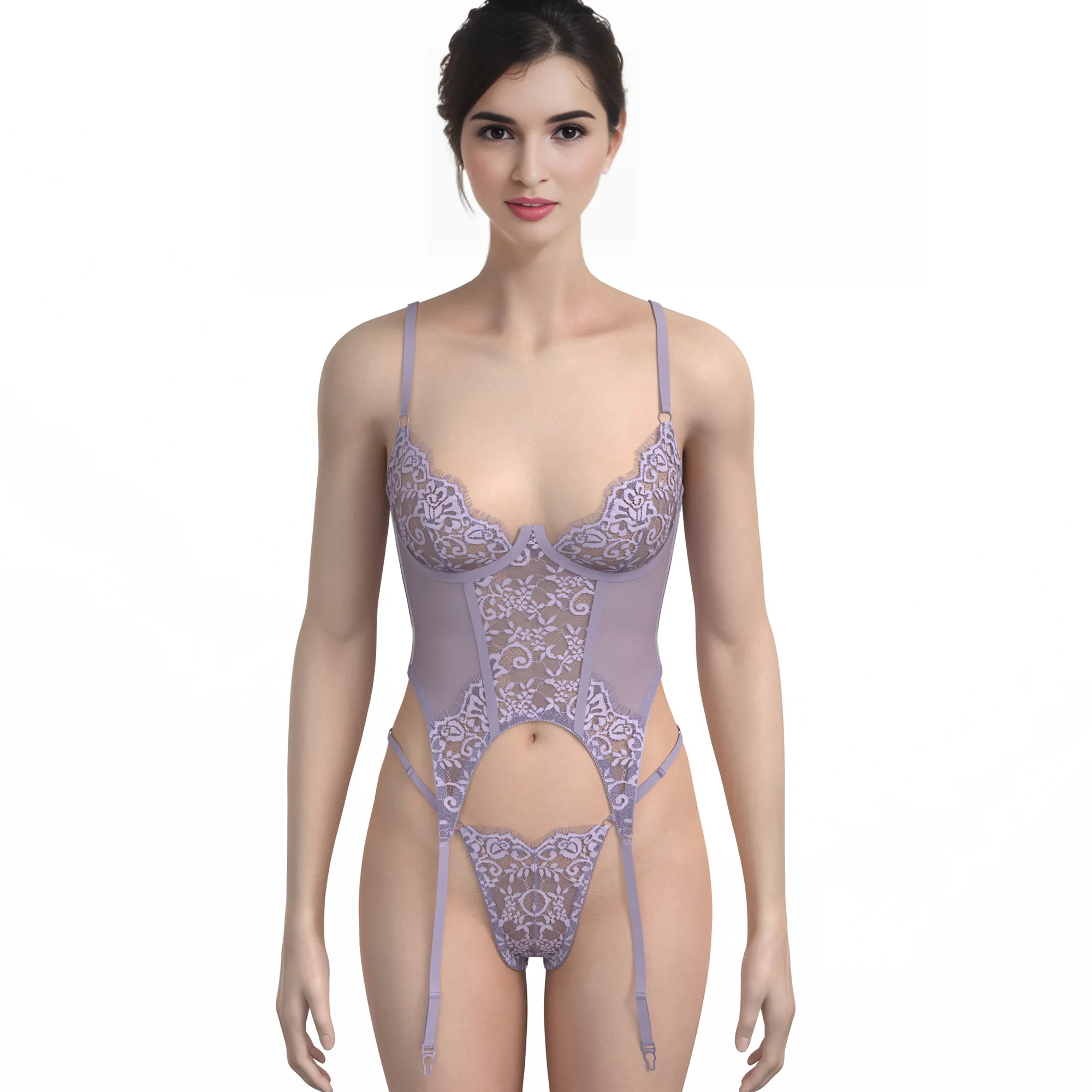 Sexy Lace Lingerie sets Custom Transparent hollowed-out open Fashion Jumpsuits For Women