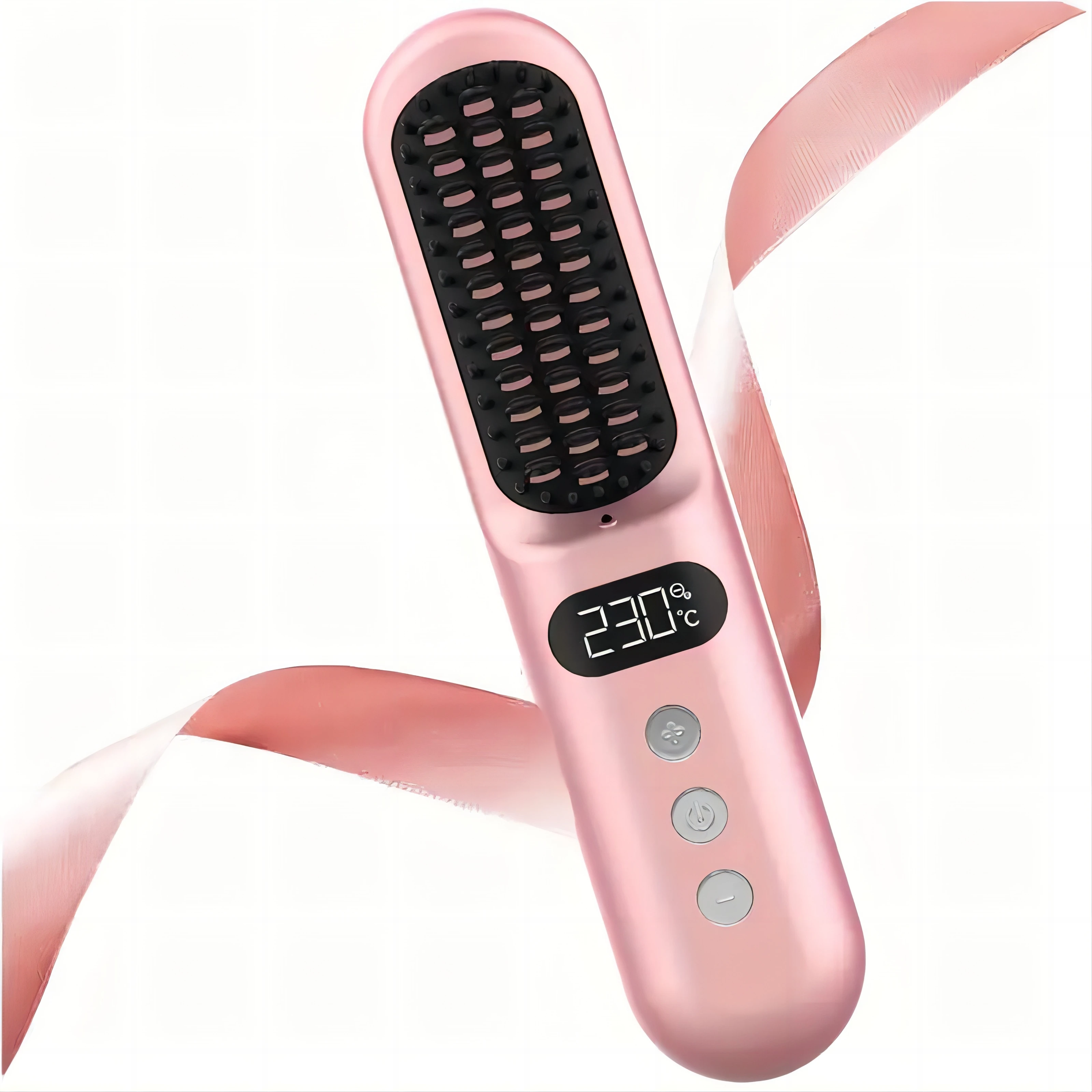 Hot Selling Portable Wireless Hair Straightener Comb Hair Dryer for Women USB Power Source Ionic Type Metal Handle Bristle Brush