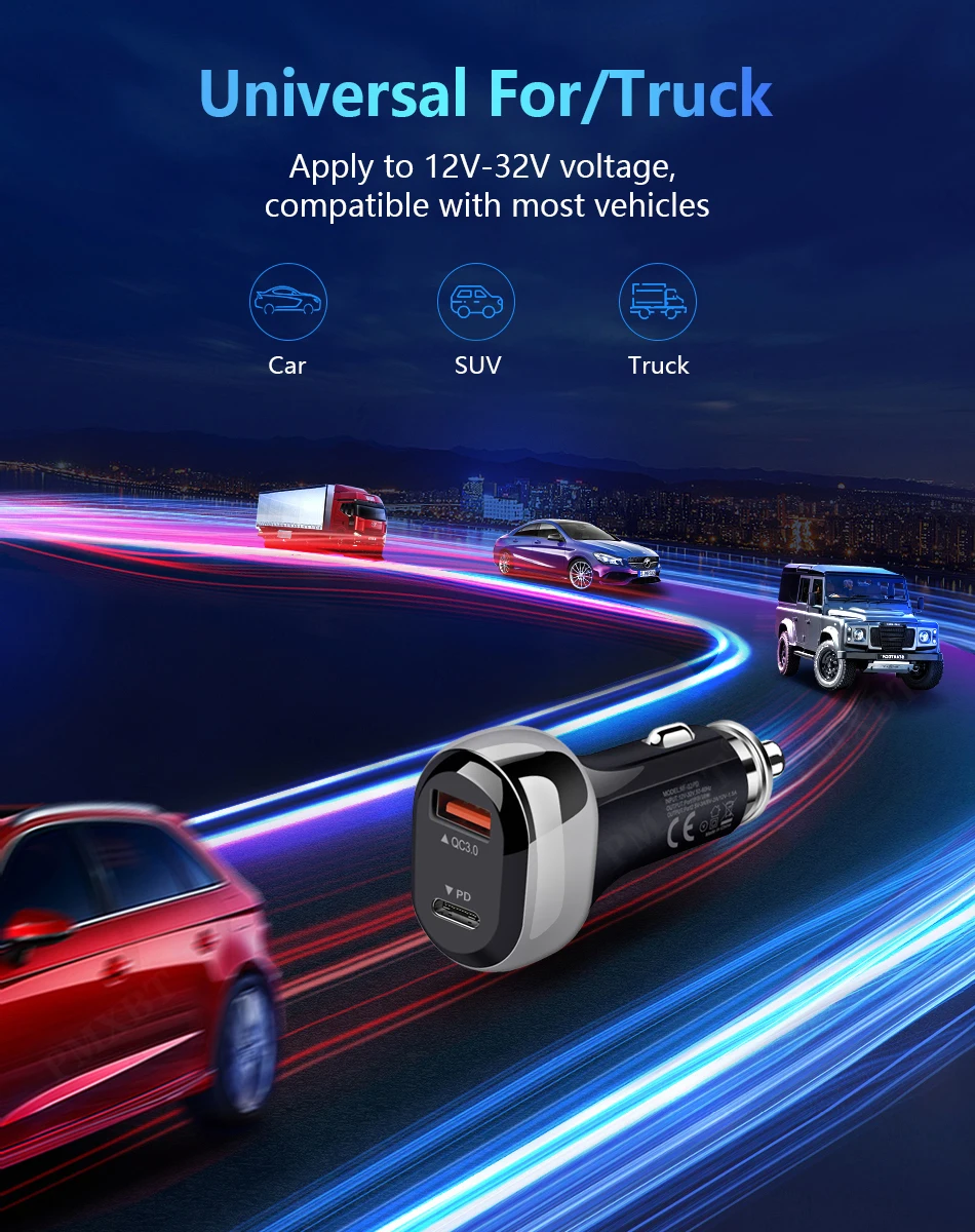 2021 New PD QC 3.0 Car Charger Fast Charging For iPhone 12 Pro XS Xiaomi 7 8 Samsung S10 Mobile Phones Dual USB Charger in Car