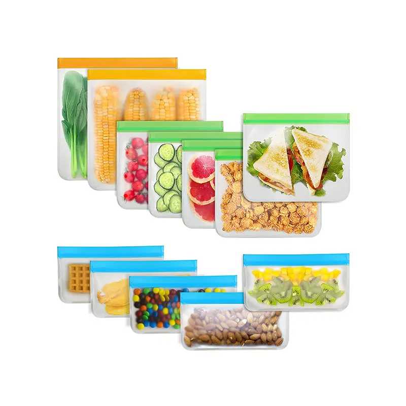12 Count BPA Free Reusable Freezer Bags Reusable Food Storage Bags