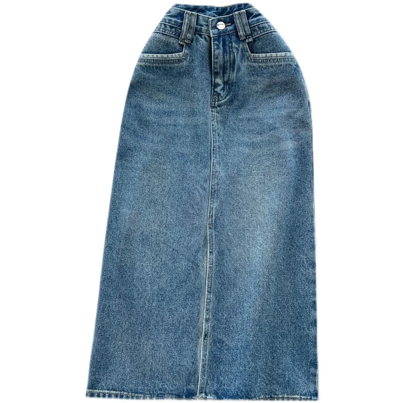 Summer Solid Pencil Skirt Women Casual High Waist Denim Long Skirts For Girls Casual Skirt Clothes Women Wholesale