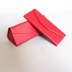 Оптовая продажа, черный складной большой футляр для солнцезащитных очков с логотипом на заказ, складной треугольный футляр для очков, кожаный футляр для очков