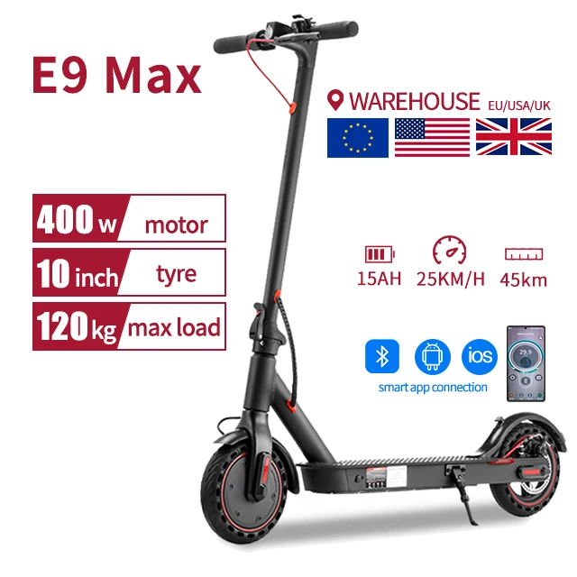 E9max 2-колесный электрический скутер сделано в Китае 500 Вт 12 5 А · ч литиевая батарея 10-дюймовая шина складной самокат