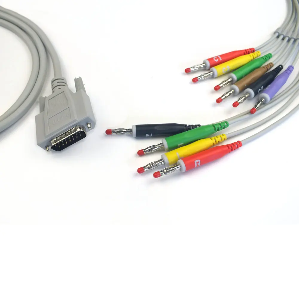 Plinma OEM medical supplier compatible with Mindray DECG-03A One-Piece 10-Lead ECG patient cable EKG Cable lead wire