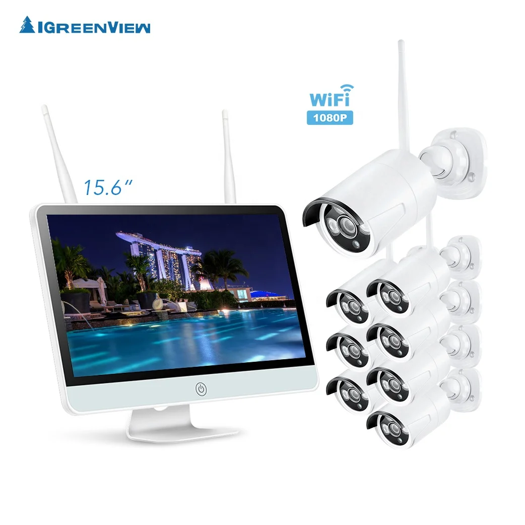 1080 P IP66 водонепроницаемый H.265/H.264 8ch Канала Беспроводная ip-камера Wi-Fi nvr комплект