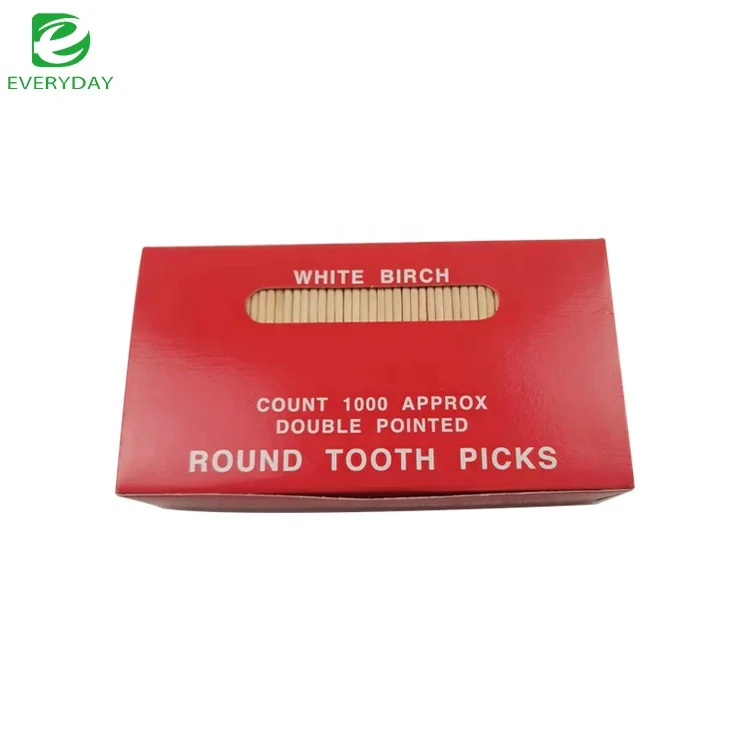 Easy Carry Birch Wood Mint Disposable Wooden Toothpick Double Point Chinese Tooth Cleaning Toothpick